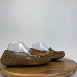Womens Ugg Ansley Chestnut Suede‎ Wool Lined Comfort Loafers Slippers Size 6 M